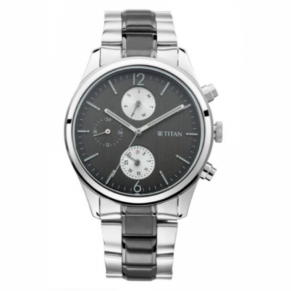 Titan Workwear 1805KM02 Multifunctional Anthracite Dial Stainless Steel Strap Quartz Men's Watch